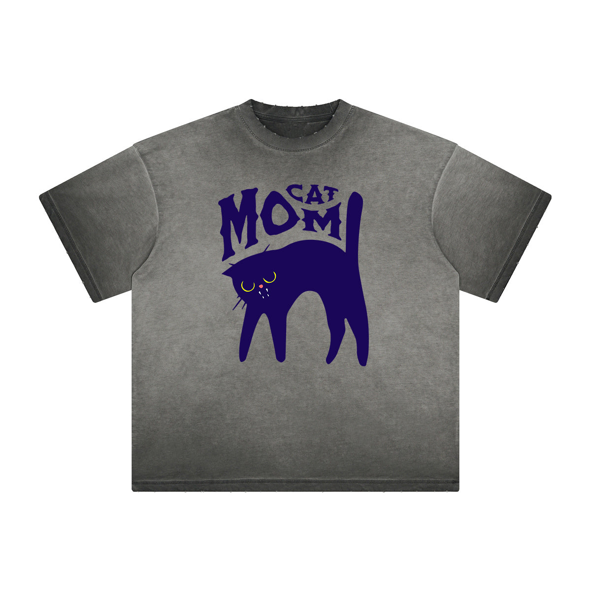 Vintage Frayed Cat Pattern Tee