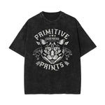 Camiseta con estampado de gato lavado a la piedra