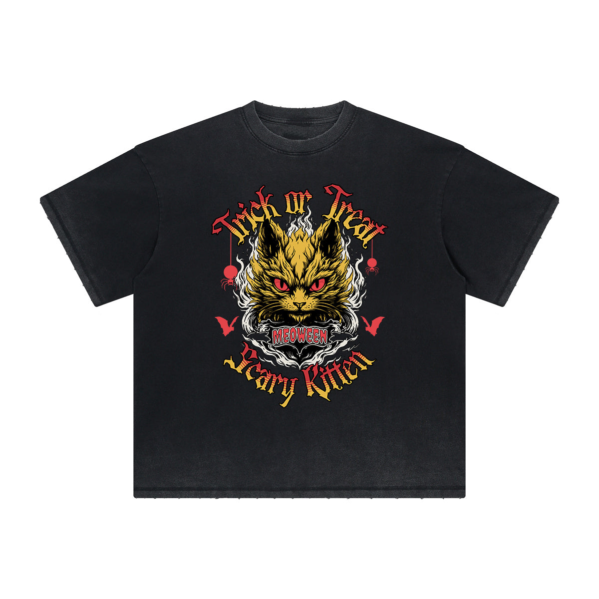 Thick Faded Cat Graphic T Shirt
