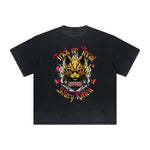 Thick Faded Cat Graphic T Shirt