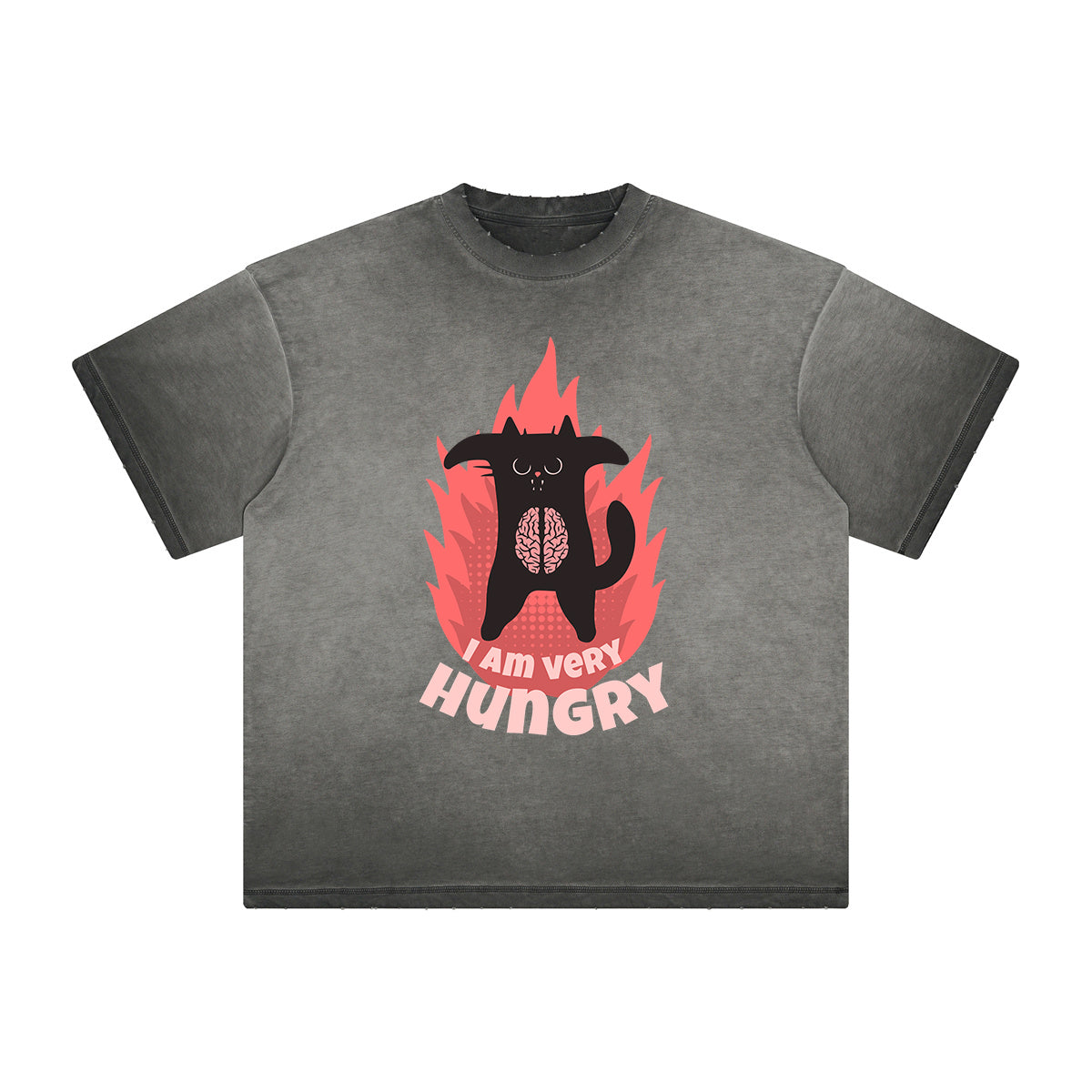 Vintage Frayed Cat Pattern Tee