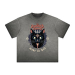 Vintage Frayed Cat Pattern Tee