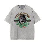 Camiseta de algodón con gráfico de gato lavado