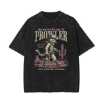 Camiseta con estampado de gato lavado a la piedra