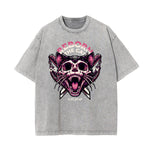 Camiseta de algodón con gráfico de gato lavado