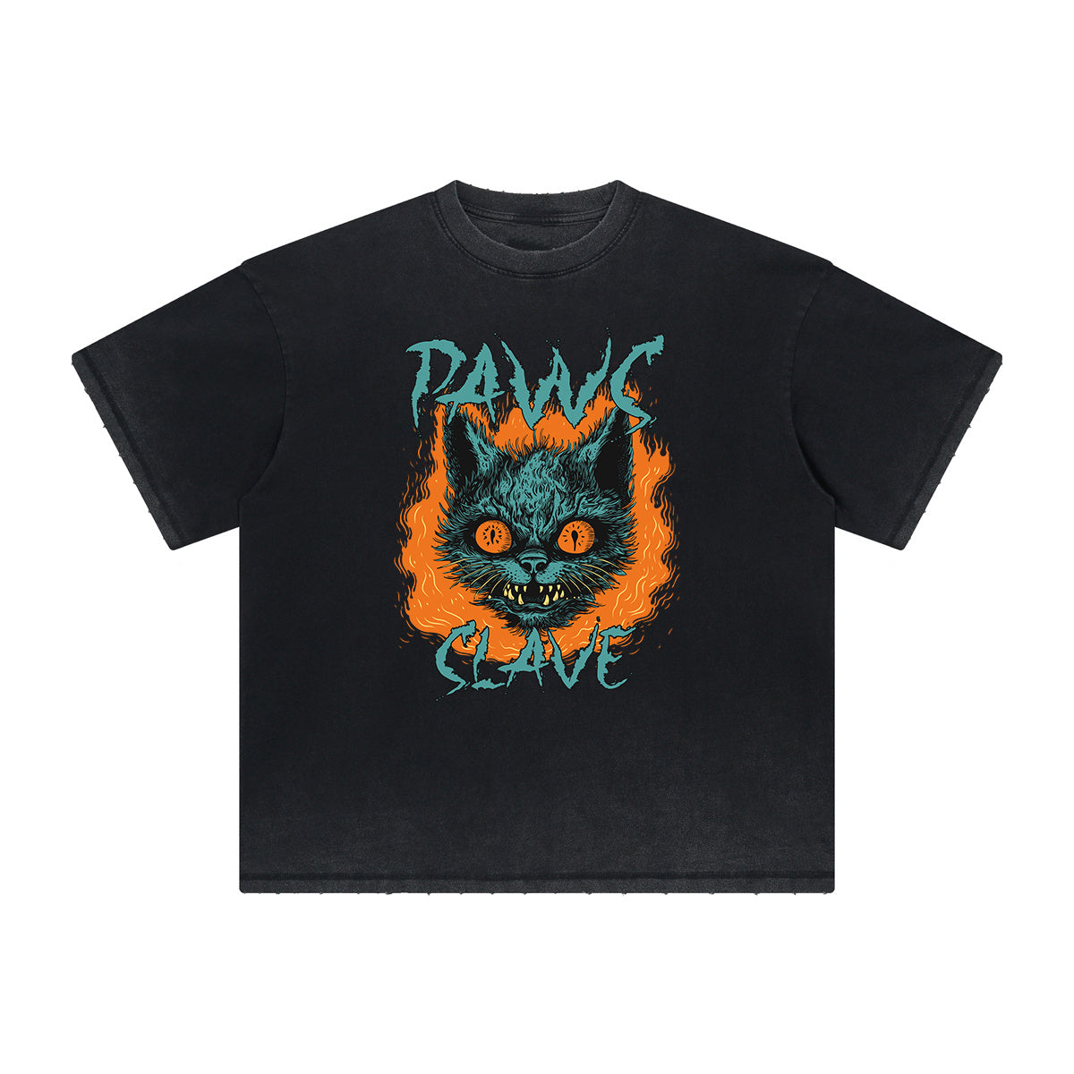 Thick Faded Cat Graphic T Shirt