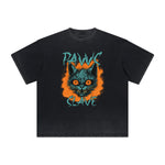 Thick Faded Cat Graphic T Shirt