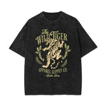 Stone Wash Tiger Pattern T Shirt