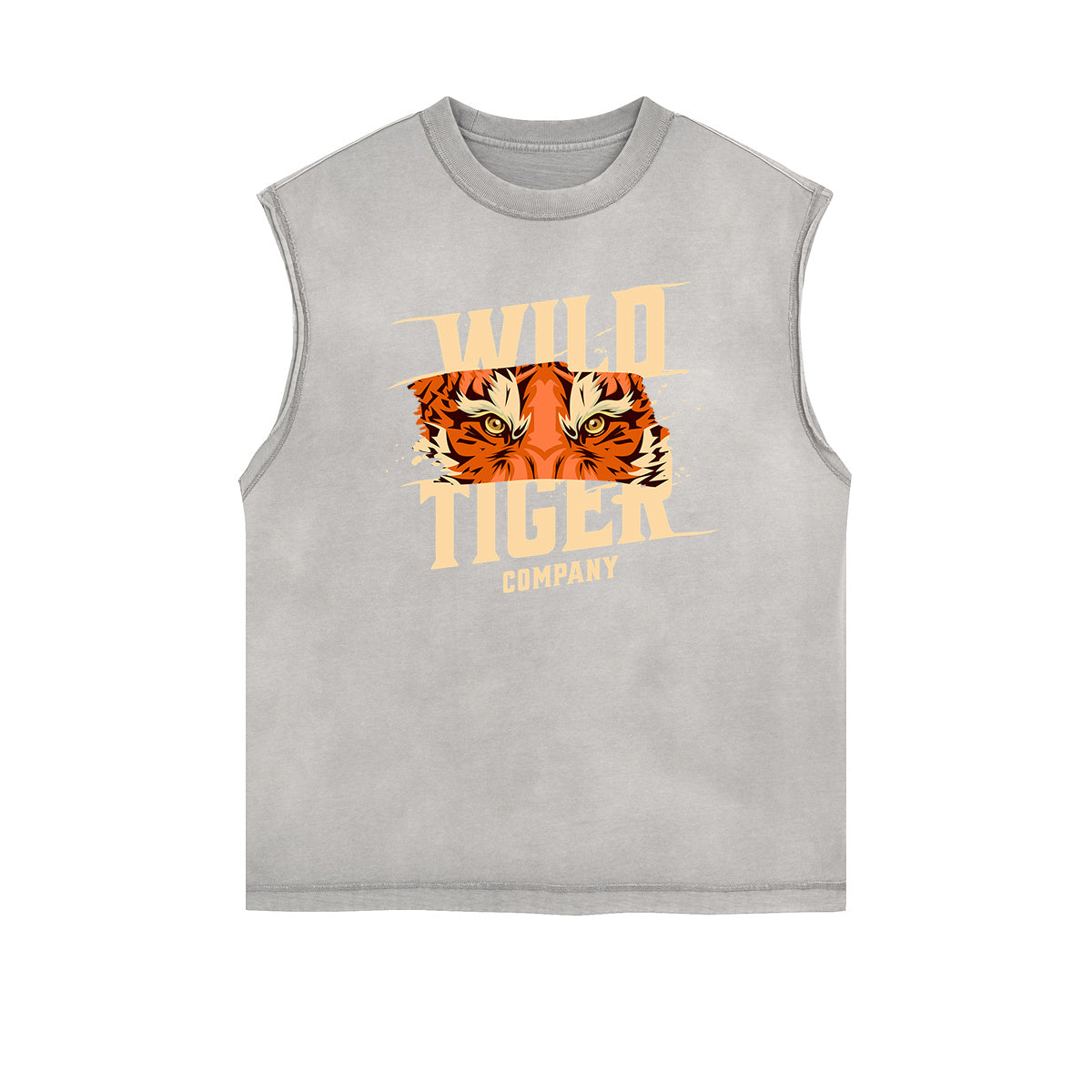 Camiseta sin mangas con gráfico de tigre y bordes deshilachados