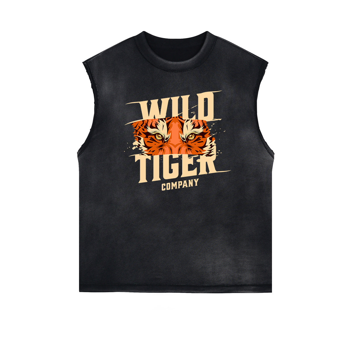 Camiseta sin mangas con estampado de tigre desgastado