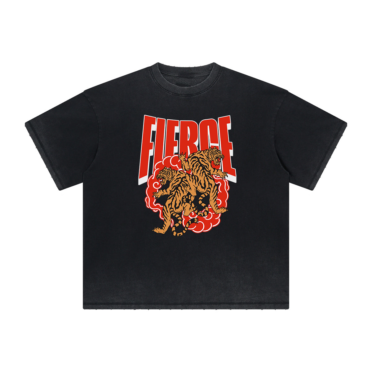 Thick Faded Tiger Graphic T Shirt