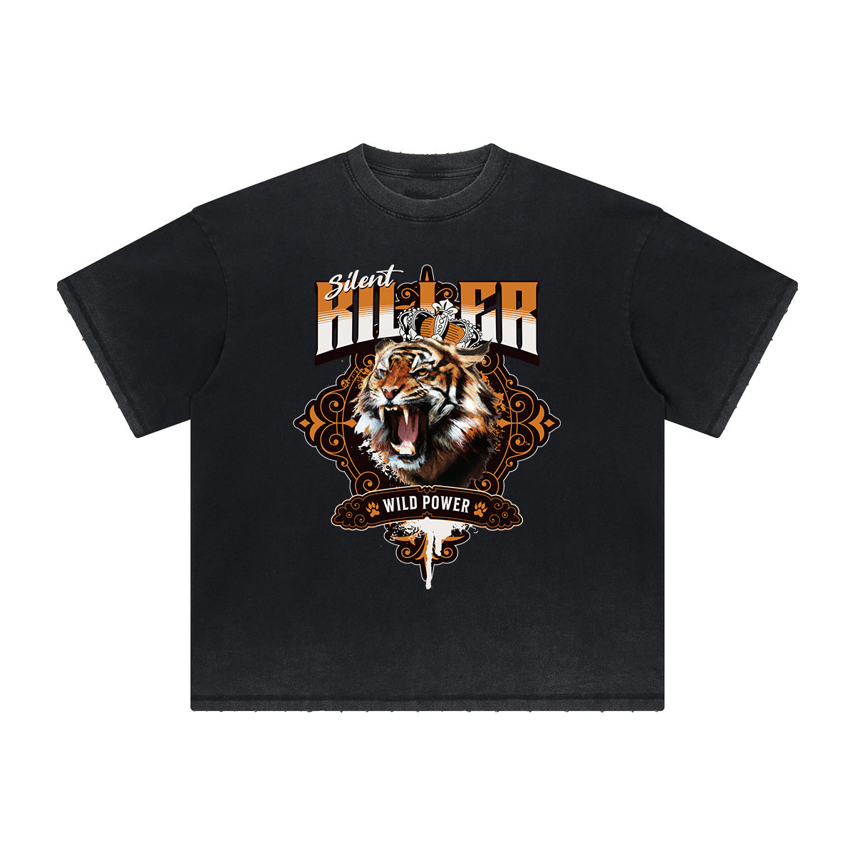 Thick Faded Tiger Graphic T Shirt