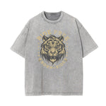 Camiseta de algodón con gráfico de tigre lavado