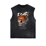 Camiseta sin mangas con estampado de tigre desgastado
