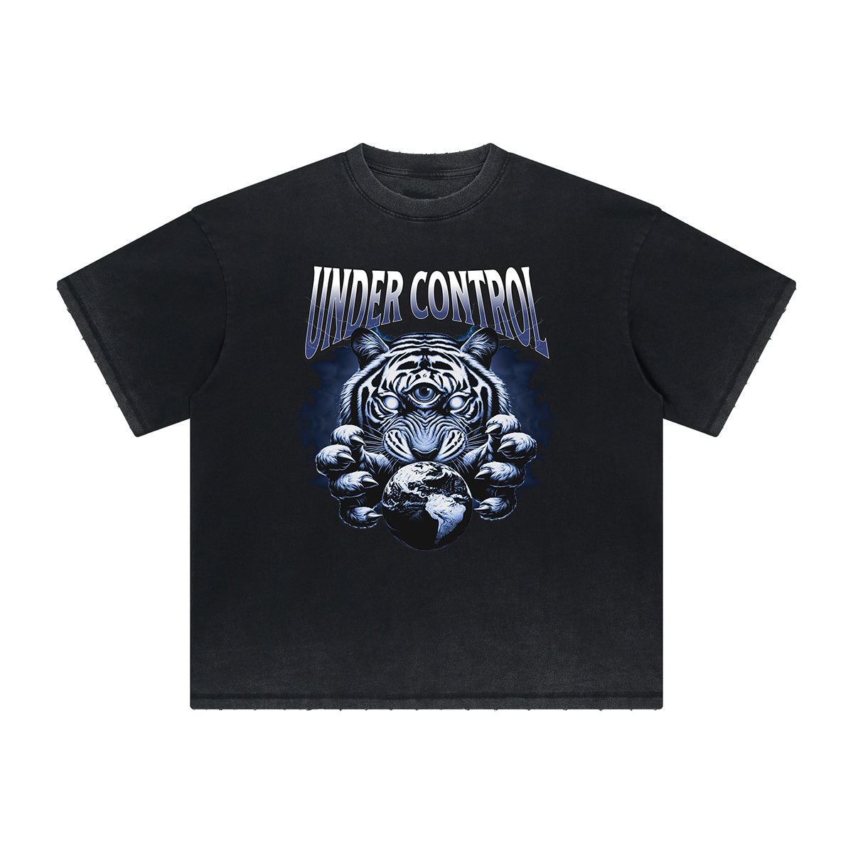 Thick Faded Tiger Graphic T Shirt