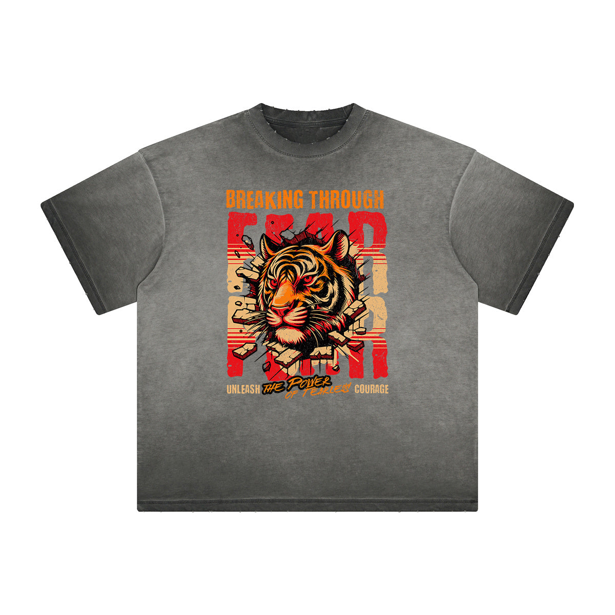 Vintage Frayed Tiger Pattern Tee