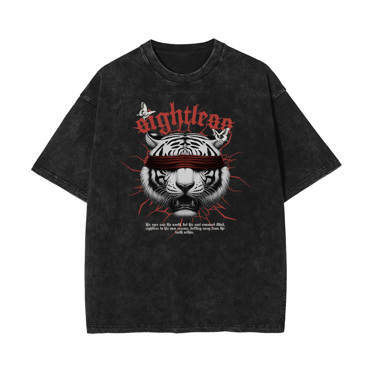 Stone Wash Tiger Pattern T Shirt