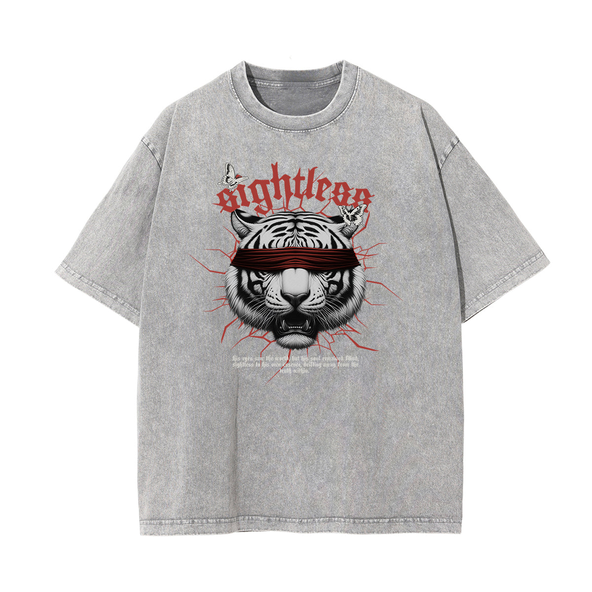 Camiseta de algodón con gráfico de tigre lavado