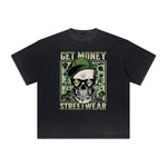 Vintage Frayed Skull & Money Pattern Tee