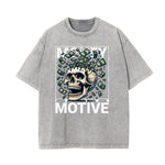 Washed Skull & Money Graphic Cotton Tee