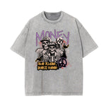 Washed Skull & Money Graphic Cotton Tee