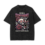 Stone Wash Skull & Money Pattern T Shirt