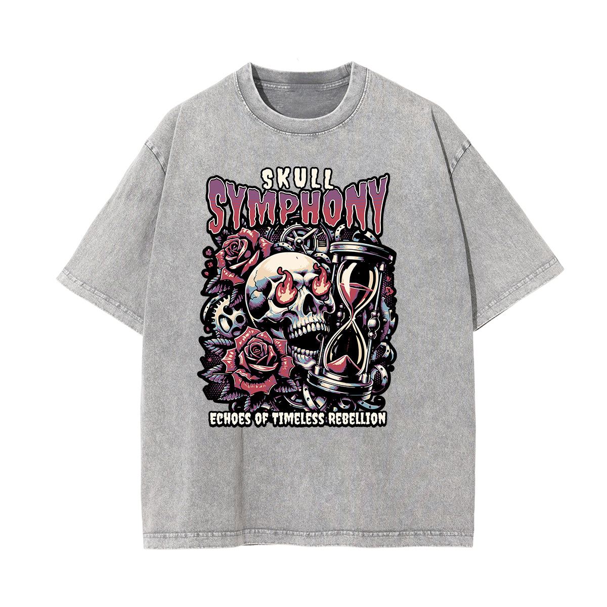 Washed Skull & Money Graphic Cotton Tee