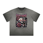 Thick Faded Skull & Money Graphic T Shirt