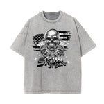 Washed Skull & Money Graphic Cotton Tee