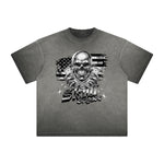 Thick Faded Skull & Money Graphic T Shirt
