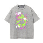 Washed Skull & Money Graphic Cotton Tee