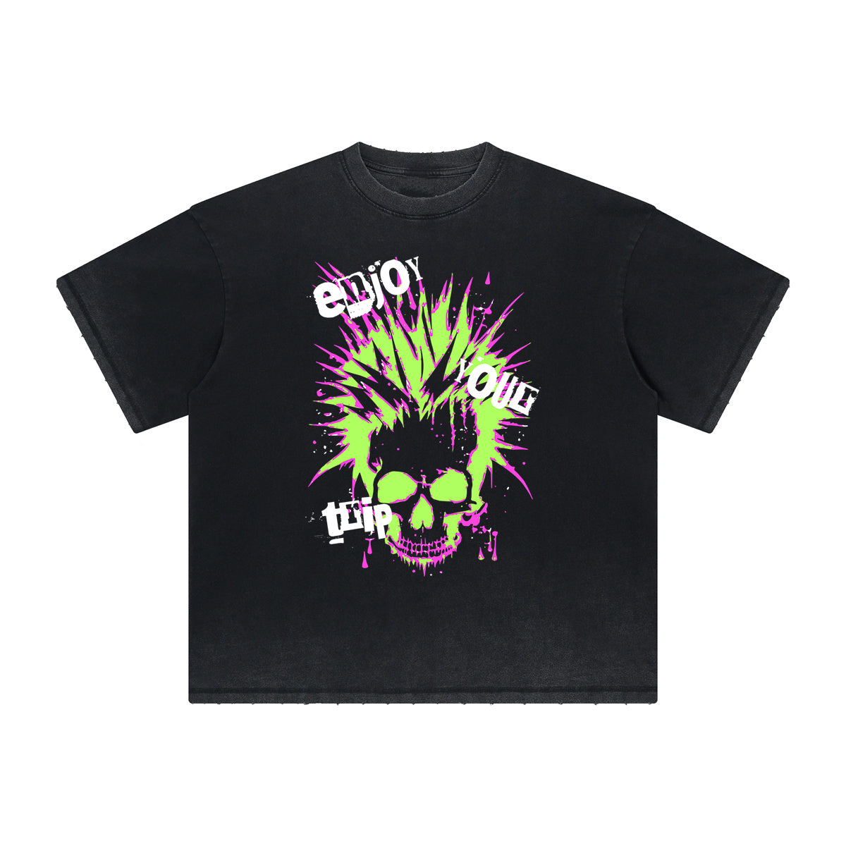 Vintage Frayed Skull & Money Pattern Tee