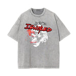 Washed Skull & Money Graphic Cotton Tee