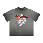 Thick Faded Skull & Money Graphic T Shirt