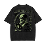 Stone Wash Skull & Money Pattern T Shirt