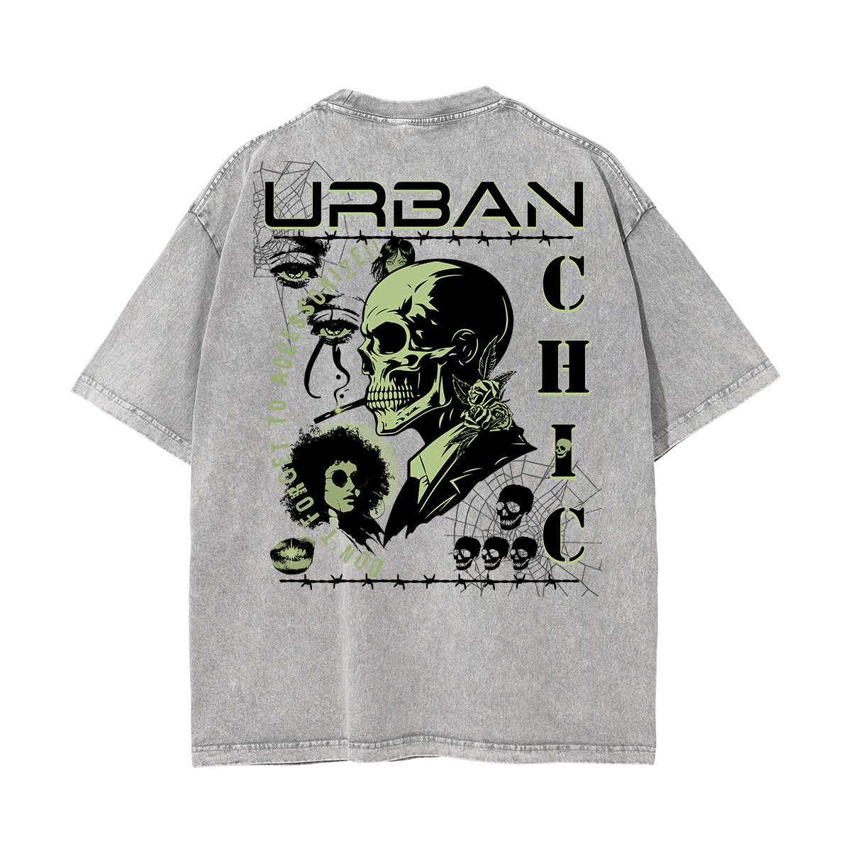 Washed Skull & Money Graphic Cotton Tee