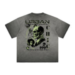 Thick Faded Skull & Money Graphic T Shirt