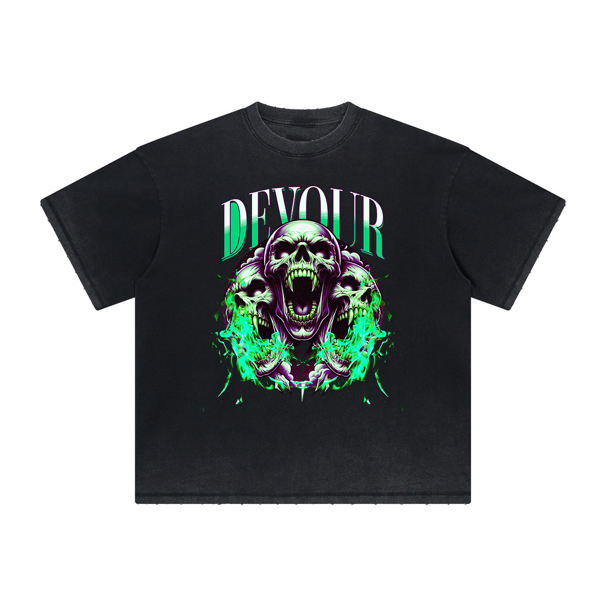 Vintage Frayed Skull & Money Pattern Tee