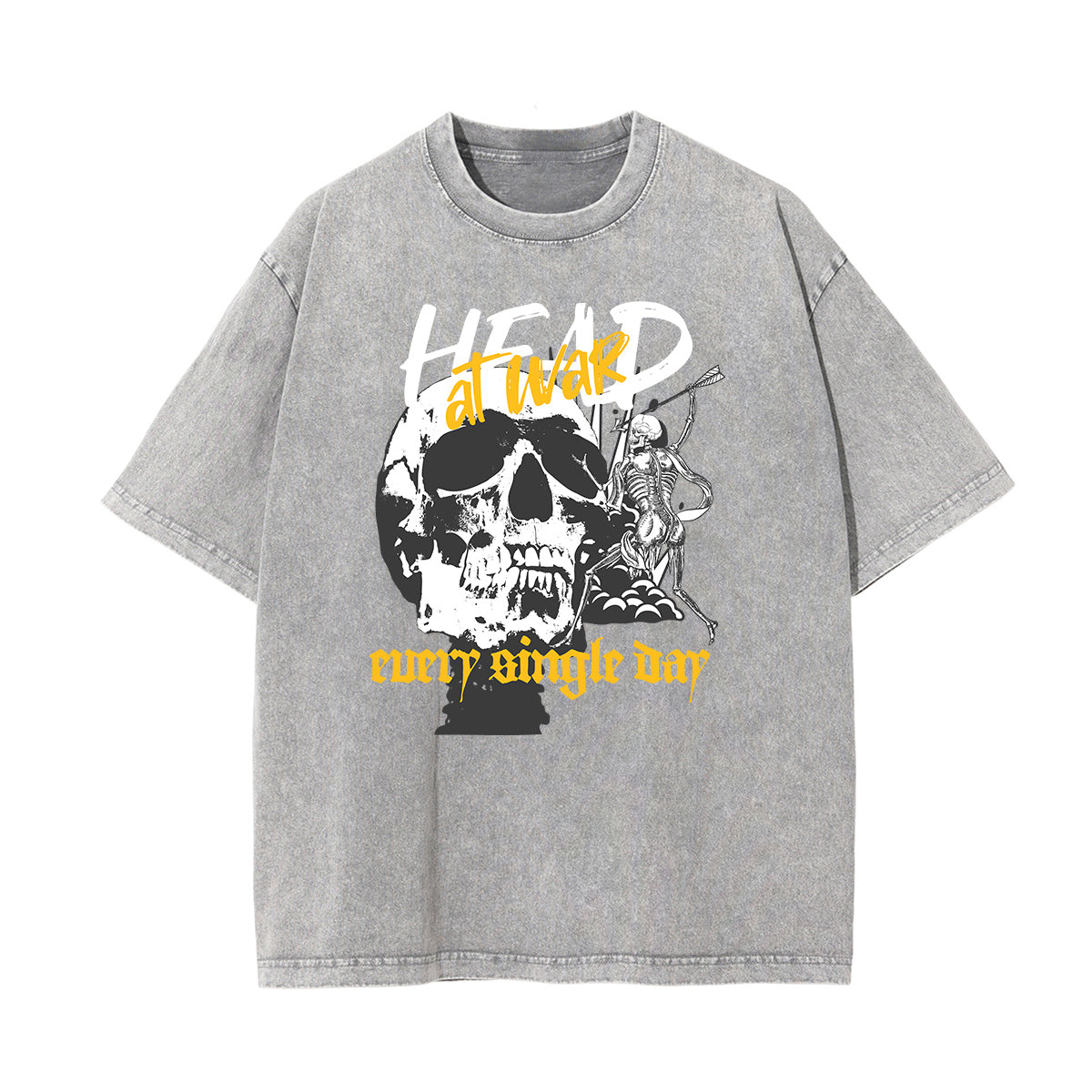 Washed Skull & Money Graphic Cotton Tee