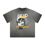 Thick Faded Skull & Money Graphic T Shirt