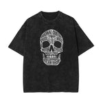 Stone Wash Skull & Money Pattern T Shirt