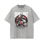 Washed Skull & Money Graphic Cotton Tee