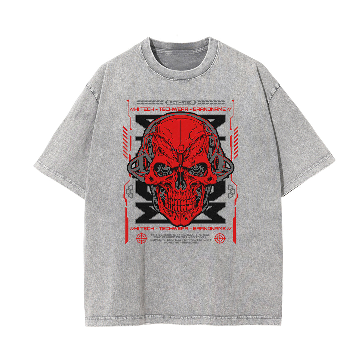 Washed Skull & Money Graphic Cotton Tee