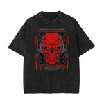 Stone Wash Skull & Money Pattern T Shirt