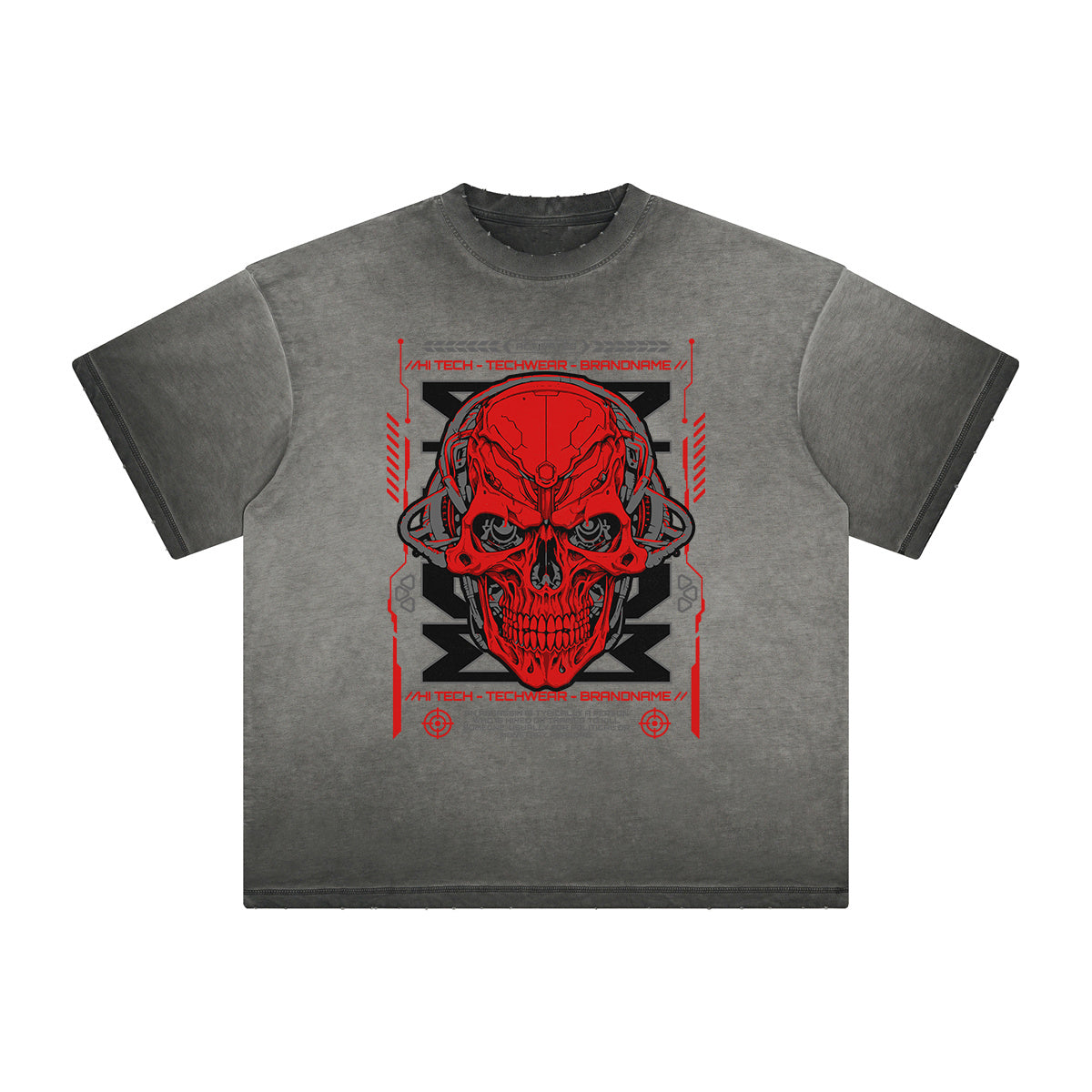 Thick Faded Skull & Money Graphic T Shirt