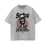 Washed Skull & Money Graphic Cotton Tee