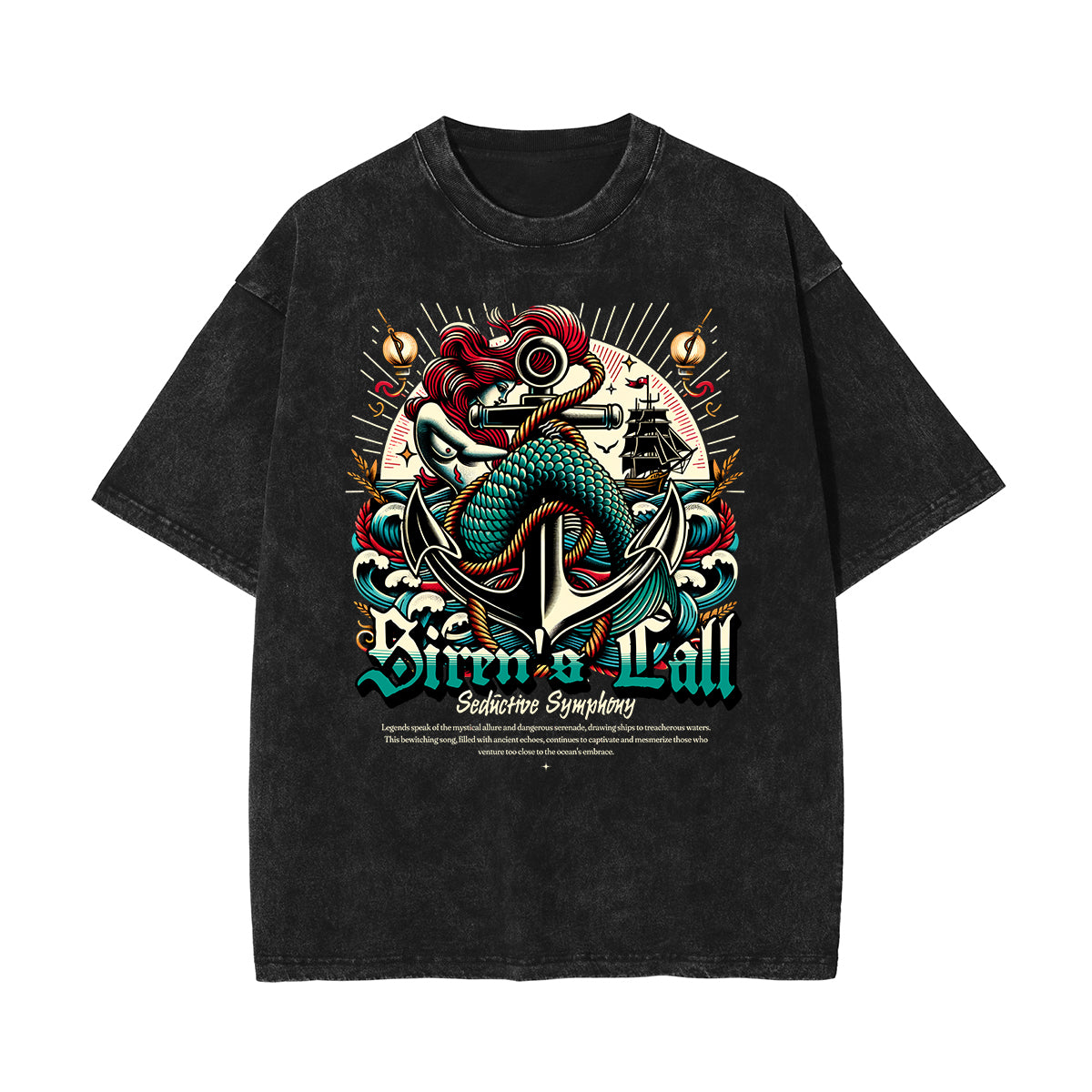 Stone Wash Holiday Pattern T Shirt