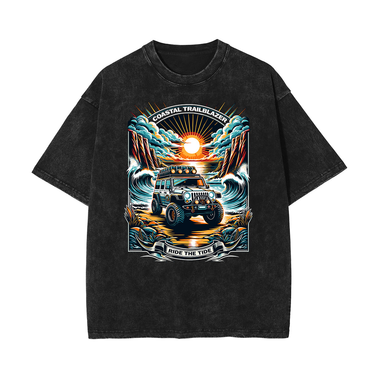 Stone Wash Holiday Pattern T Shirt