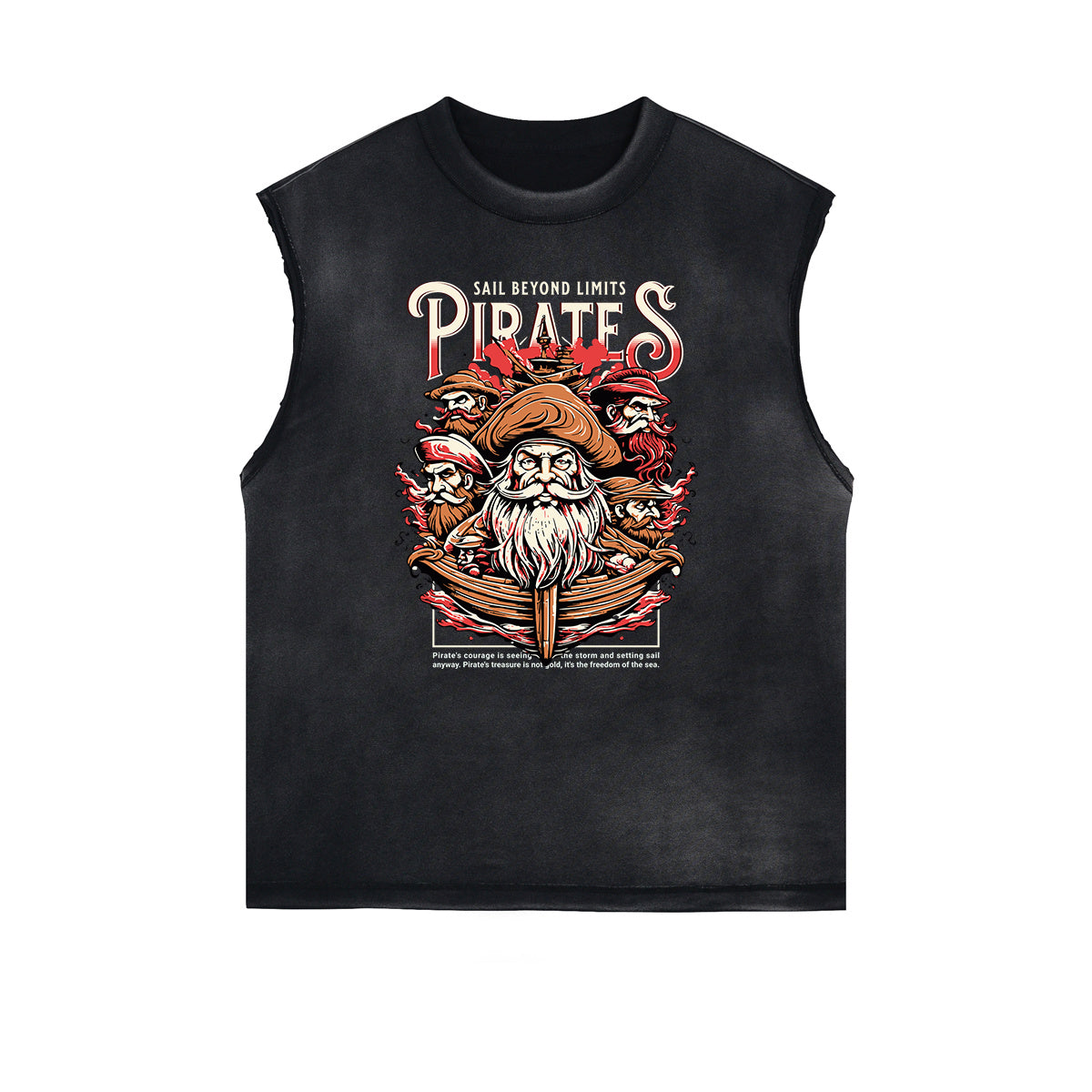 Distressed Sleeveless Holiday Pattern Tee