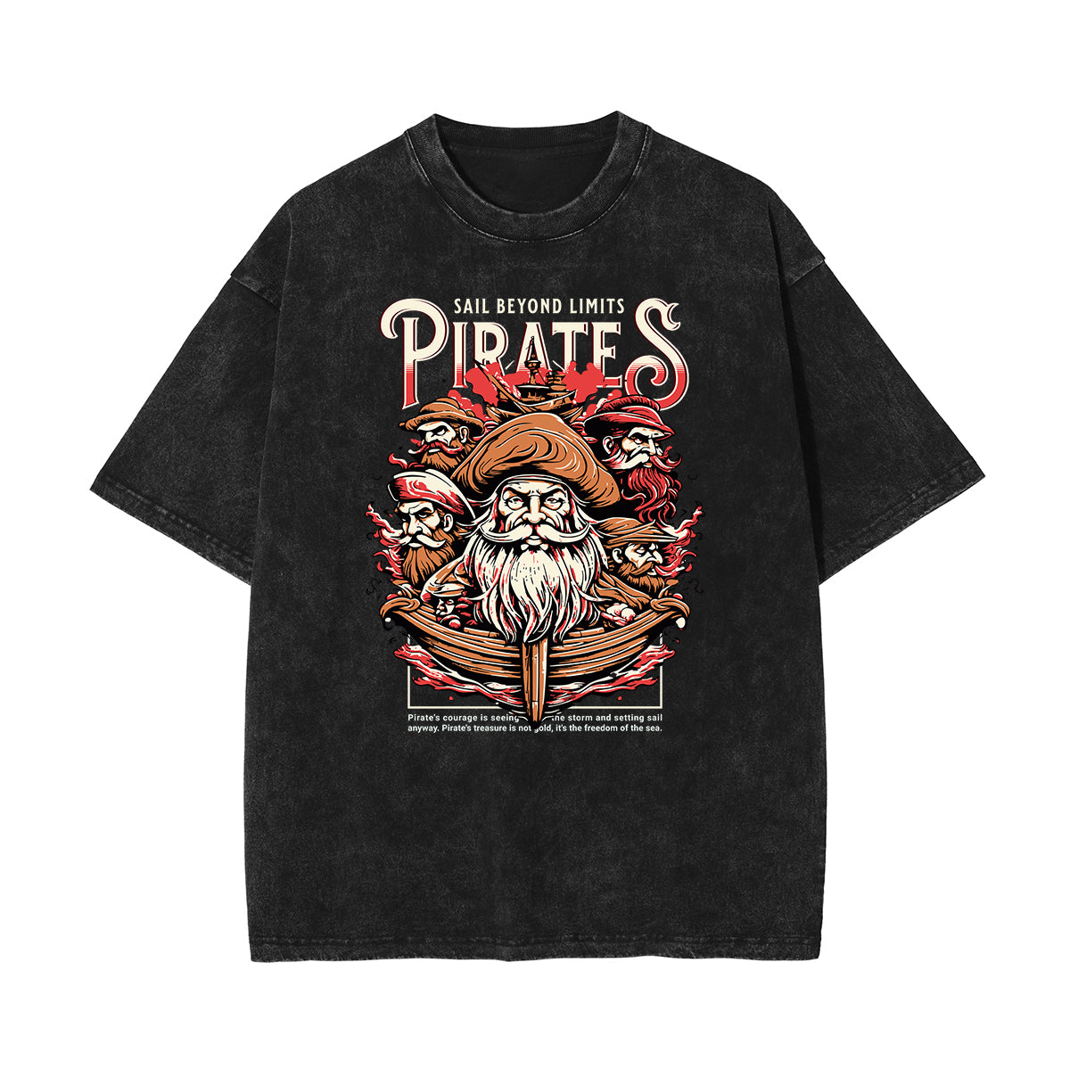 Stone Wash Holiday Pattern T Shirt